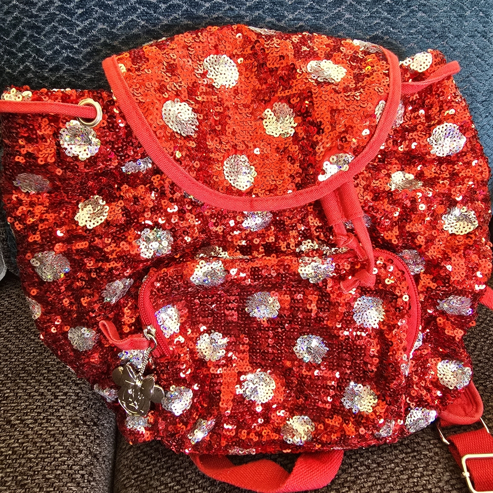 Disney Minnie Mouse Red Sequin Polka Dot Mini Backpack